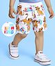 Babyhug Disney Cotton Knit Shorts with Lion King Print - White