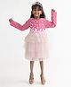 A Little Fable Full Sleeves Floral Applique Detailed Cord Fiore Dress - Pink