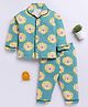 Clt.s Cotton Knitted Full Sleeves Lion Printed Coordinating Night Suit Set - Green