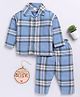 Clt.s Cotton Woven Full Sleeves Checked Coordinating Night Suit Set - Blue