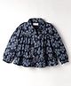 Kookie Kids Cotton Woven Full Sleeves Frock Style Collared Shirt Floral Printed - Navy Blue
