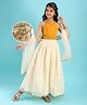 Pine Kids Woven Sleeveless Embroidered Lehenga Choli & Dupatta Set with Sequin & Lace Detailing - Off White & Mustard