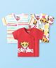 Babyhug Disney Cotton Knit Half Sleeves Jhablas with Lion King Graphics & Stripes Pack of 3 - Red & White