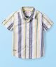 Babyhug Cotton Woven Half Sleeves Striped Shirt with Patch - White