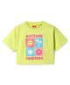 Babyhug Cotton Knit Half Drop Shoulder Sleeves T-Shirt with Tropical Theme Print - Light Green