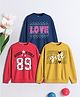 3PIN Cotton Terry Pack Of 3 Full Sleeves Love Text & Hearts Printed Sweatshirts - Multi Colour