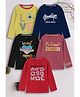 3PIN Cotton Jersey Pack Of 5 Full Sleeves Brooklyn & Awesome Text Printed Tees - Multi Colour