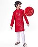 Pine Kids Woven Full Sleeves Floral & Sequinned Detailing Kurta & Pyjama Set - Red