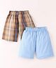 Rikidoos Cotton Pack Of 2 Polka Dots Printed & Checked Boxers - Blue & Khaki