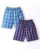 Rikidoos Cotton Pack Of 2 Checked Boxers - Blue & Navy