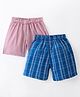 Rikidoos Pack Of 2 Cotton Blend Checked Boxers - Blue & Pink