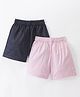 Rikidoos Cotton Pack Of 2 Solid & Abstract Printed Boxers - Light Pink & Navy Blue
