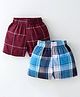 Rikidoos Cotton Pack Of 2 Checked Boxers - Maroon & Blue