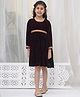 Little Bansi Velvet Three Fourth Sleeves Lace Embellished Dress - Maroon