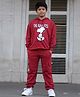 Nap Chief Pure Cotton Peanuts Featuring Full Sleeves Snoopy Printed Coordinating Hooded Sweatshirt & Joggers Set - Red