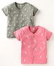Pink Rabbit Single Jersey Knit Half Sleeves Jhablas with Giraffe Print Pack of 2 - Dark Peach & Green
