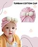 Bembika Cotton Bow Applique Detailed Turban Cap - Pink