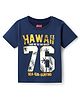 Babyhug Cotton Knit Half Sleeves T-Shirt with Beach Theme Print - Navy Blue