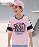 Pine Kids Cotton Knit Half Sleeves Cut & Sew Oversized T-Shirt with Text Print - Light Pink