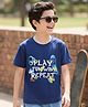 Pine Kids Cotton Knit Half Sleeves T-Shirt with Text Print - Navy Blue
