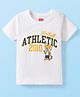 Babyhug Cotton  Knit Half Sleeves T-Shirt With Football Athletic Text Print - White