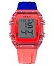 Spiky Colour Blocked Square Shaped Digital Sports Watch - Red