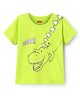 Babyhug Cotton Knit Half Sleeves T-Shirt with Crocodile Print - Neon Green
