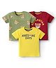 Babyhug Cotton Knit Half Sleeves T-Shirts with Bear Print Pack of 3 - Yellow Dark Red & Yellow