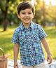 Babyhug Cotton Woven Half Sleeves Checkered Shirt - Light Blue