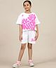 Kidsville Cotton Mattel Featuring Half Sleeves Barbie Printed Tee & Shorts Set - White