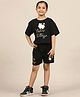 Kidsville Cotton Hello Kitty Featuring Half Sleeves Character Foil Printed Tee & Shorts Set - Black