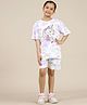Kidsville Cotton Half Sleeves Unicorns & Hearts Printed Tee With Coordinating Shorts Set - White & Blue