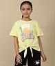 Kidsville Cotton Mattel Featuring Half Sleeves Barbie Text Printed Top - Yellow