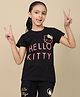 Kidsville Cotton Hello Kitty Featuring Half Sleeves Character Back Printed Tee - Black
