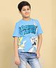 Kidsville Cotton Looney Tunes Featuring Half Sleeves Reversible Sequins Embellished Bugs Bunny Designed Tee - Blue