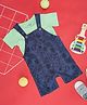 YU by Pantaloons Cotton Tropical Theme Printed Dungaree & Half Sleeves Tee Set - Navy Blue