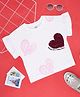 YU by Pantaloons Cotton Half Schfilli Sleeves Heart Shaped Sequins Embellished Top - White