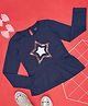 YU by Pantaloons Single Jersey Full Sleeves Star Embellished Tee - Navy