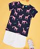 YU by Pantaloons Cotton Half Sleeves Giraffe Printed Top & Schfilli Embroidered Shorts Set - Multi Colour