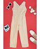 YU by Pantaloons Rayon Sleeveless Striped Jumpsuit - Beige