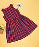 YU by Pantaloons Cotton Sleeveless Checked Bow Applique Dress - Red