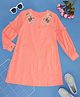 YU by Pantaloons Cotton Full Sleeves Floral & Schiffli Embroidered Dress - Peach