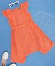 YU by Pantaloons Sleeveless Cap Sleeves Mesh Detailed Dress - Orange
