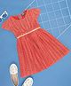 YU by Pantaloons Cotton Half Sleeves Mesh Detailed Dress - Coral