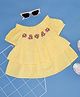 YU by Pantaloons Cotton Off Shoulder Half Sleeves Floral & Swiss Dot Embroidered Top - Yellow