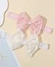 Ziory Set Of 2 Floral Designed Bow Applique Detailed Headbands - Pink & Beige