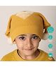 Greendeer 100% Cotton Heart Designed Pompom Embellished Hand Embroided Beanie Cap - Mustard