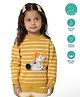 Greendeer 100% Cotton Full Sleeves Baby Elephant Patch Embroidered & Striped Sweater - Mustard