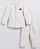 LITTLE COLLARS Rayon Full Sleeves Solid Jodhpuri Coat Pant Set - Cream
