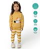 Greendeer 100% Cotton Full Sleeves Elephant Embroidered & Striped Sweater Set - Mustard